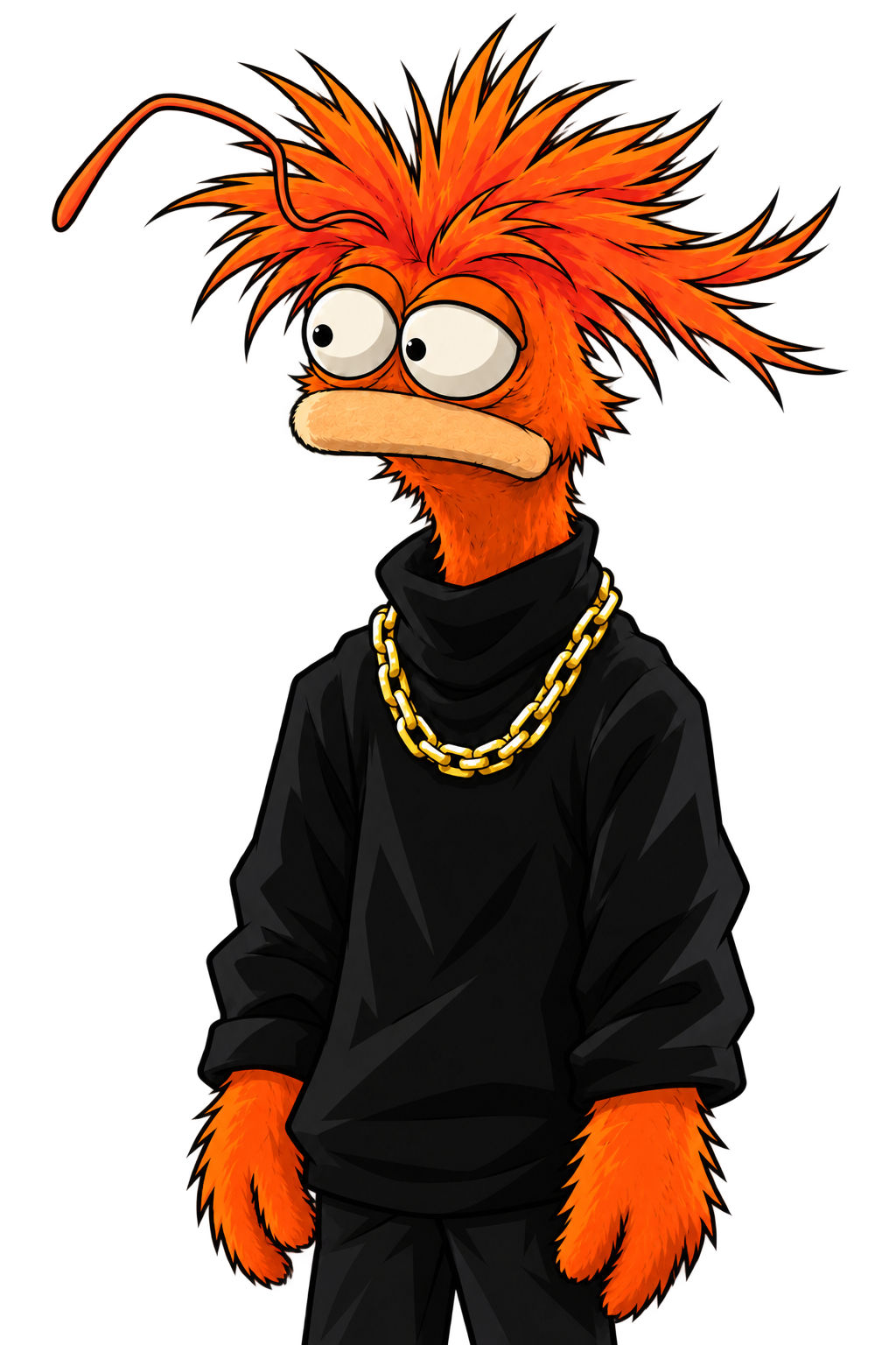 Orange $Prawn character looking sideways
